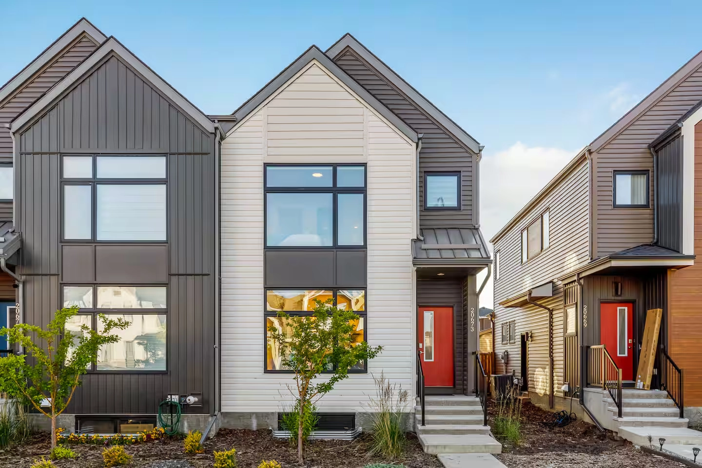 Exterior of a house in Seton SE Calgary scheduled for Airbnb cleaning