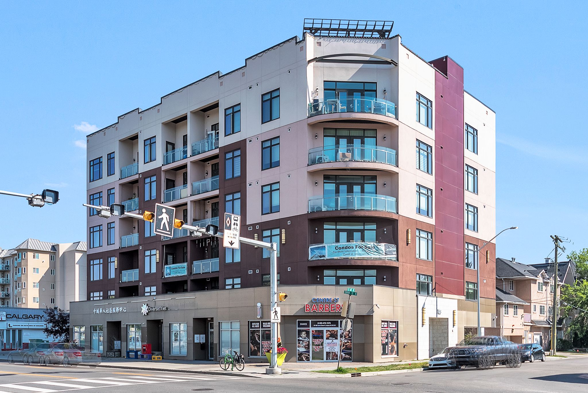 Exterior of apartment building at 108 13 Ave NE in Crescent Heights, Calgary where a full move-out cleaning was completed